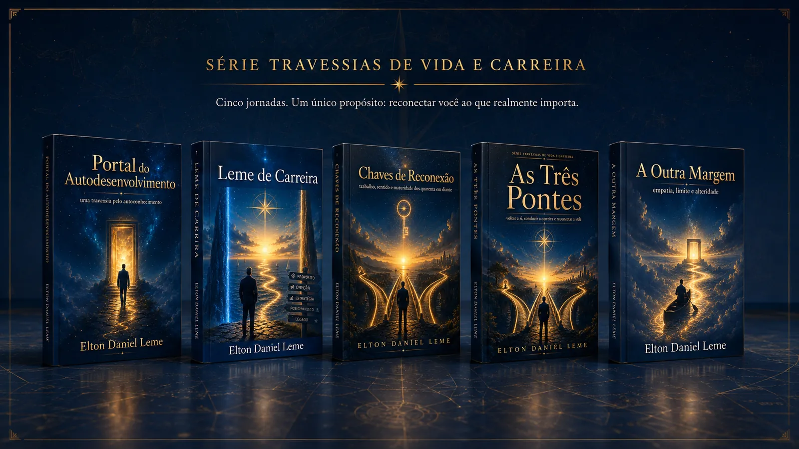 Os cinco livros da série Travessias de Vida e Carreira lado a lado